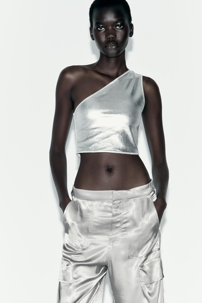 Zara silver crop top Clearance
