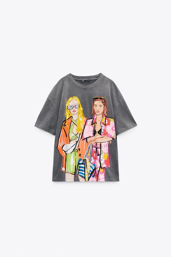 Zara graphic tees women's Clearance