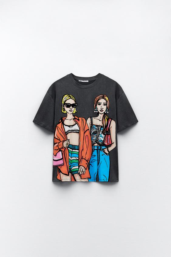 Zara printed t shirt women Clearance