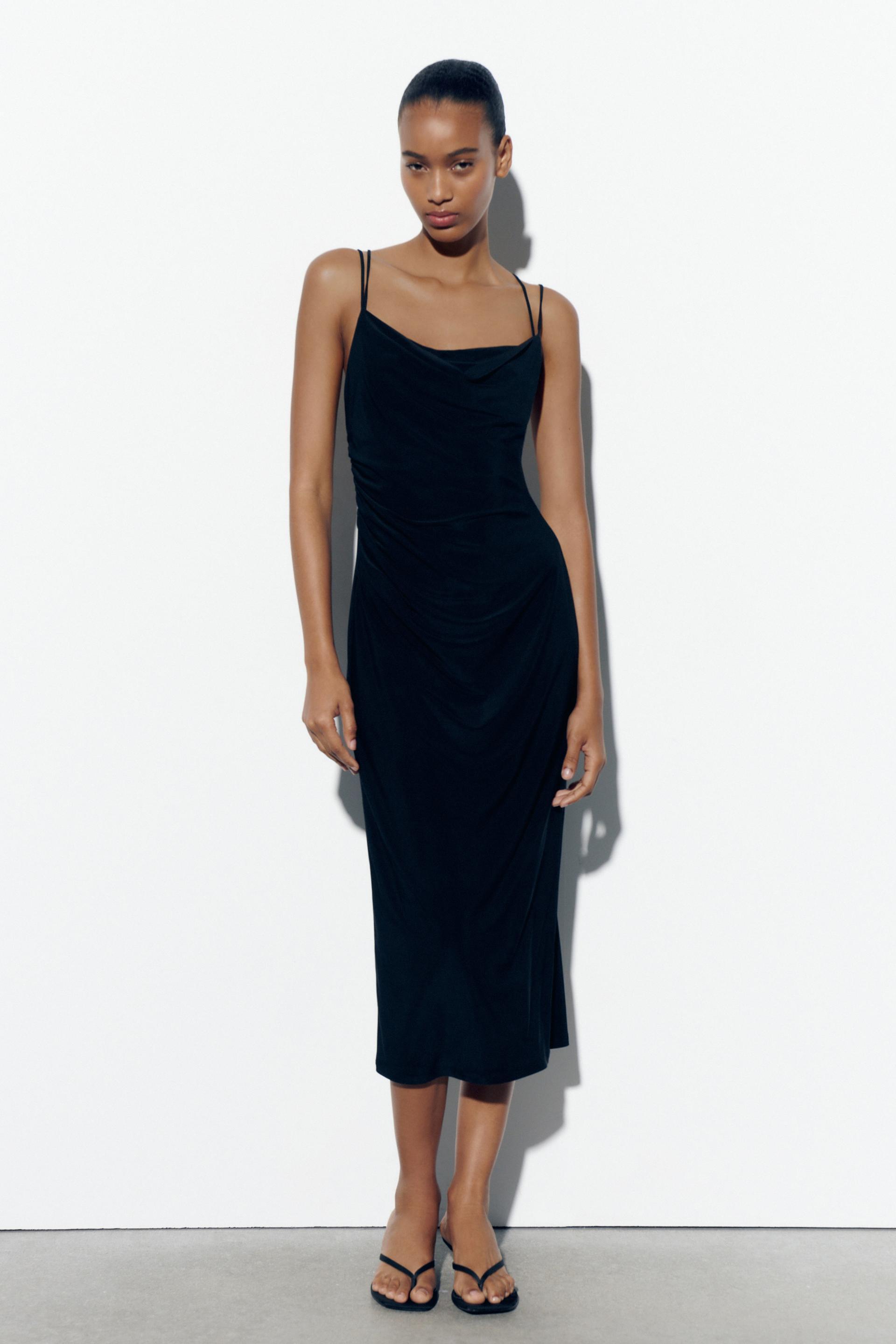 Black zara slip dress Clearance