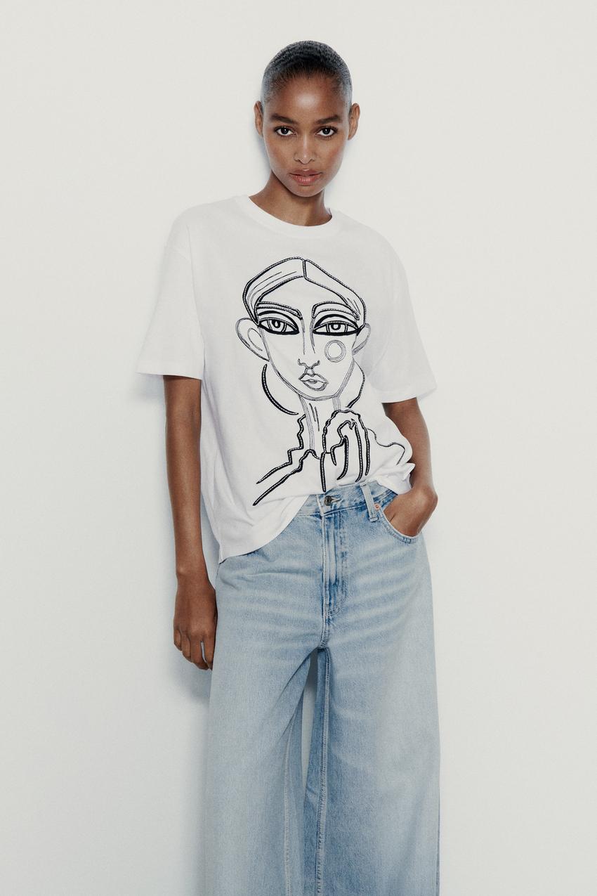 Zara face t shirt Clearance