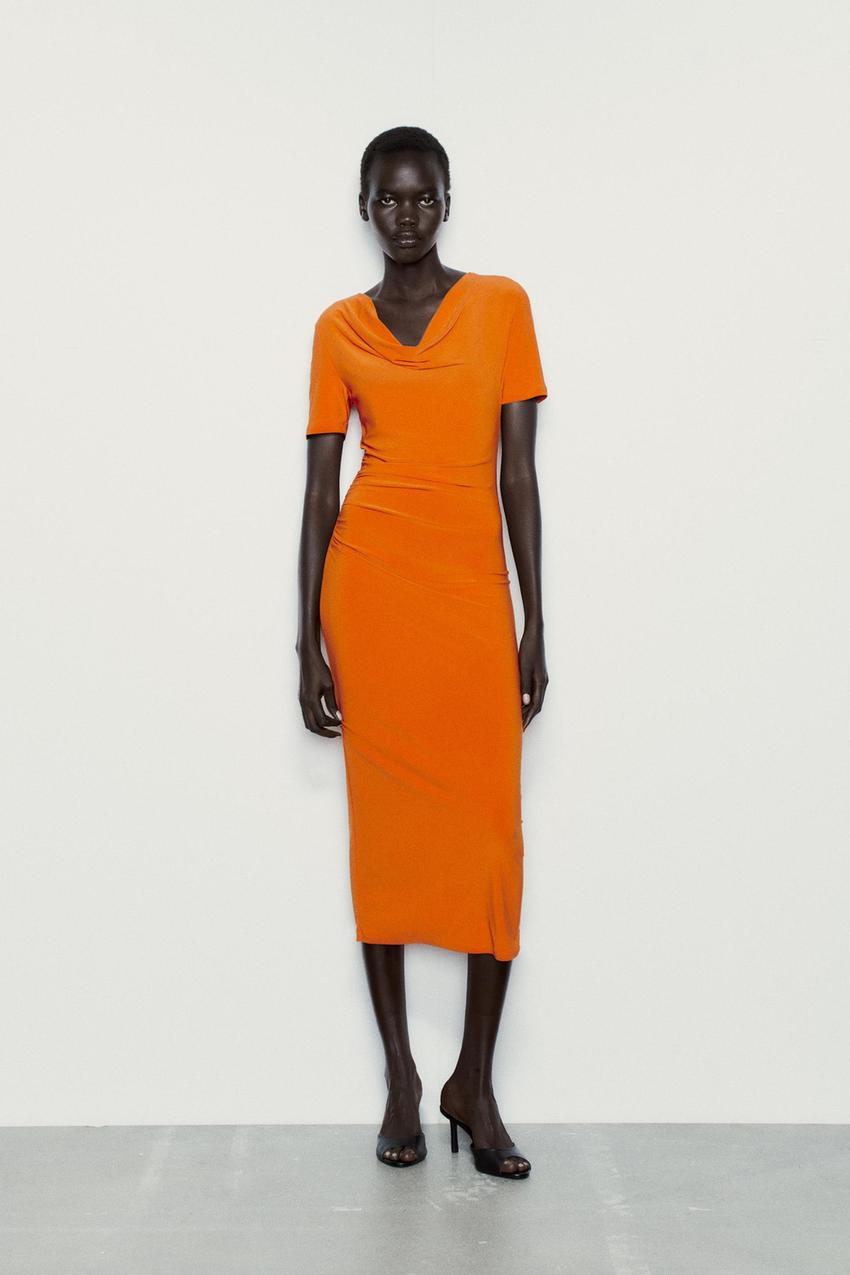 Burnt orange dress zara Clearance