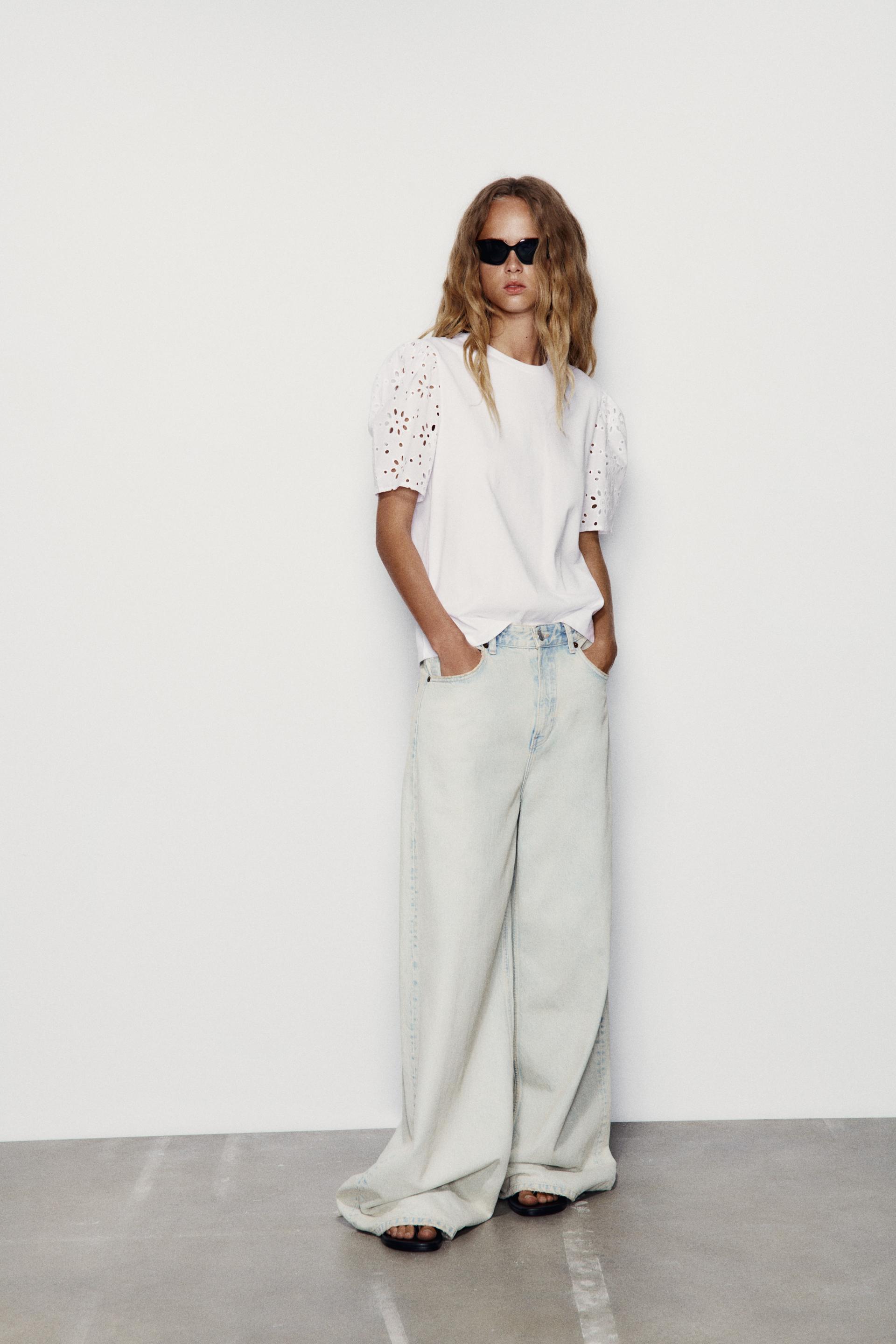 Zara embroidered shirt white Clearance