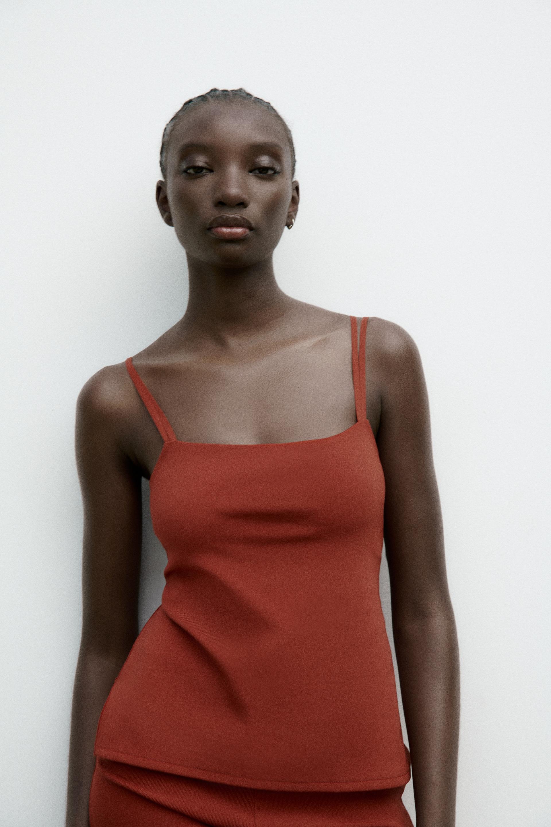 Red cami top zara Clearance