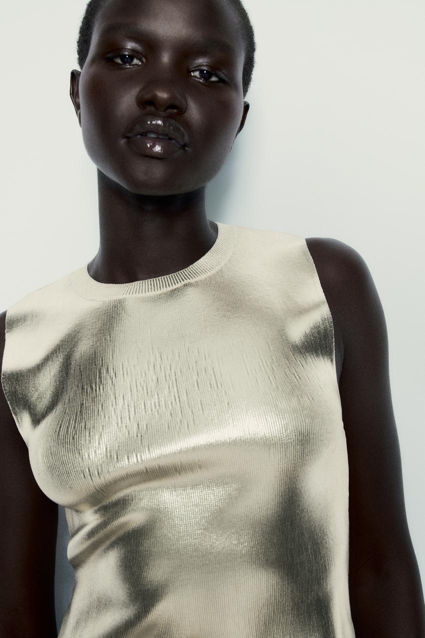 Metallic top zara Clearance