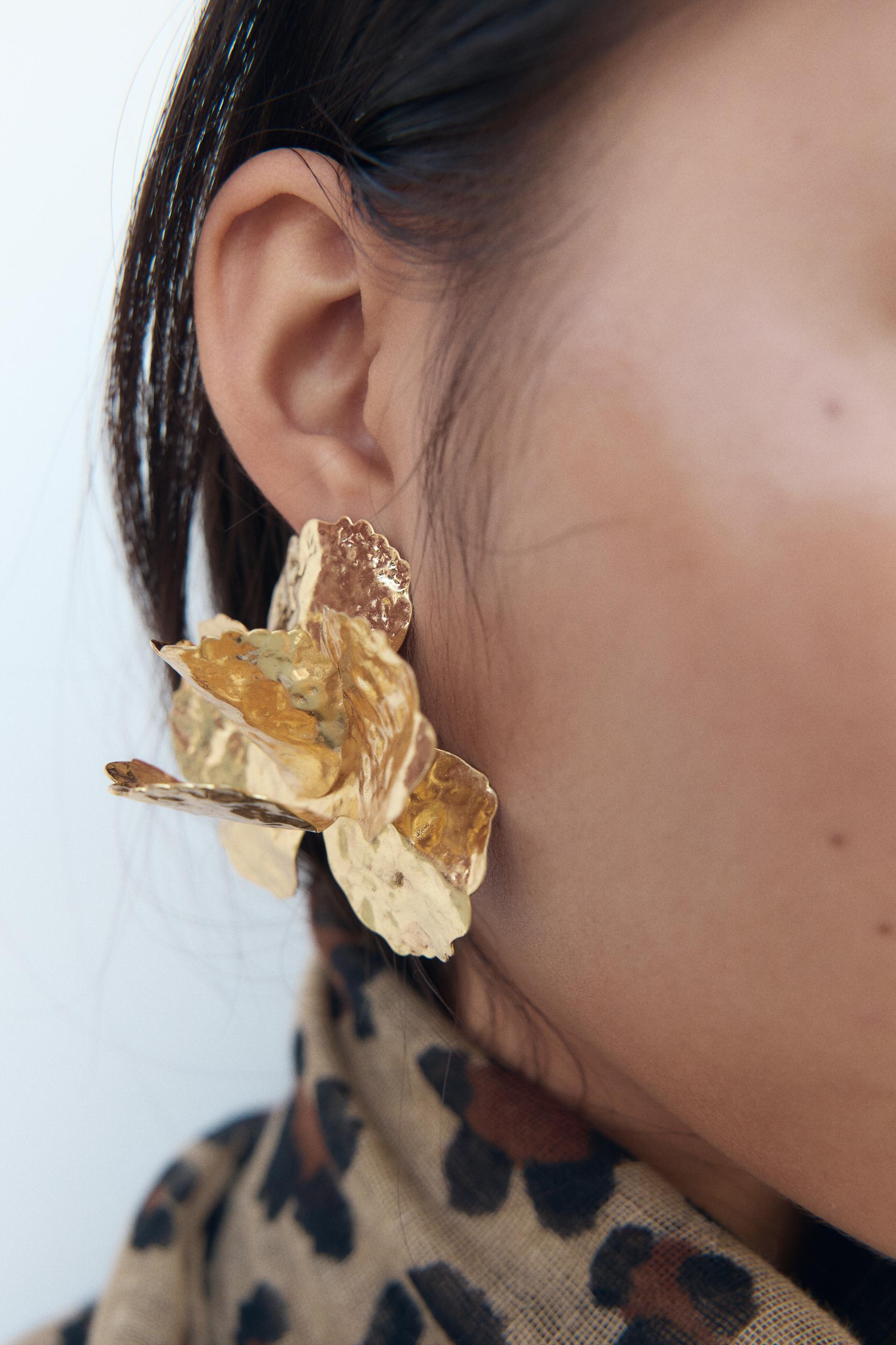 Gold earrings zara Clearance