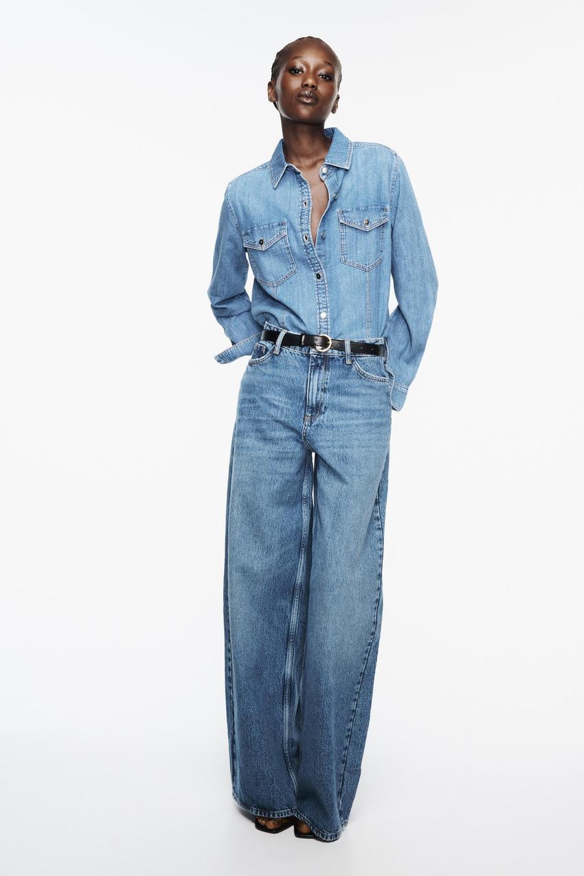 Zara blue denim shirt Clearance