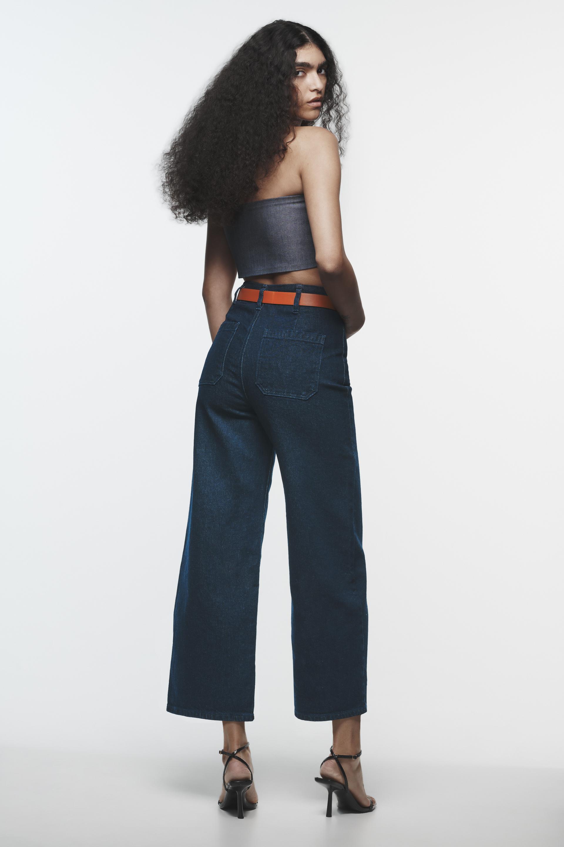 Zara high rise wide leg cropped Clearance