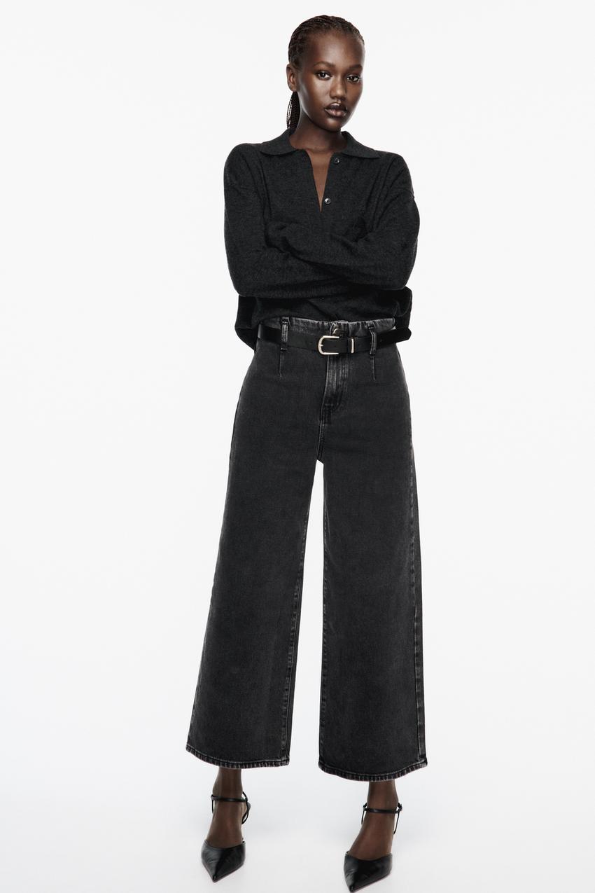 Zara high rise wide leg cropped Clearance