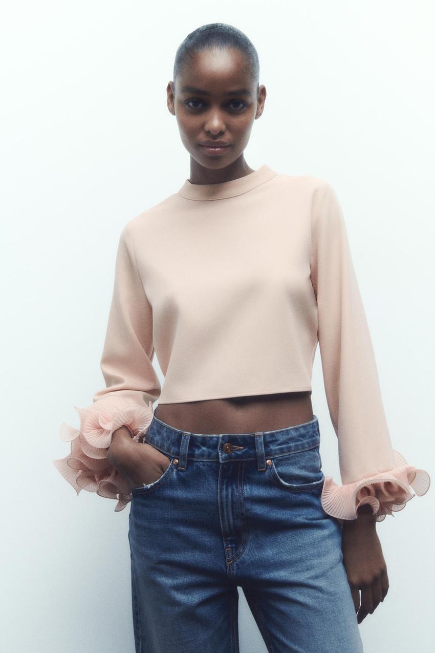Zara ruffle shoulder top Clearance