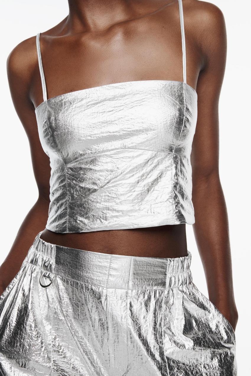 Zara silver crop top Clearance