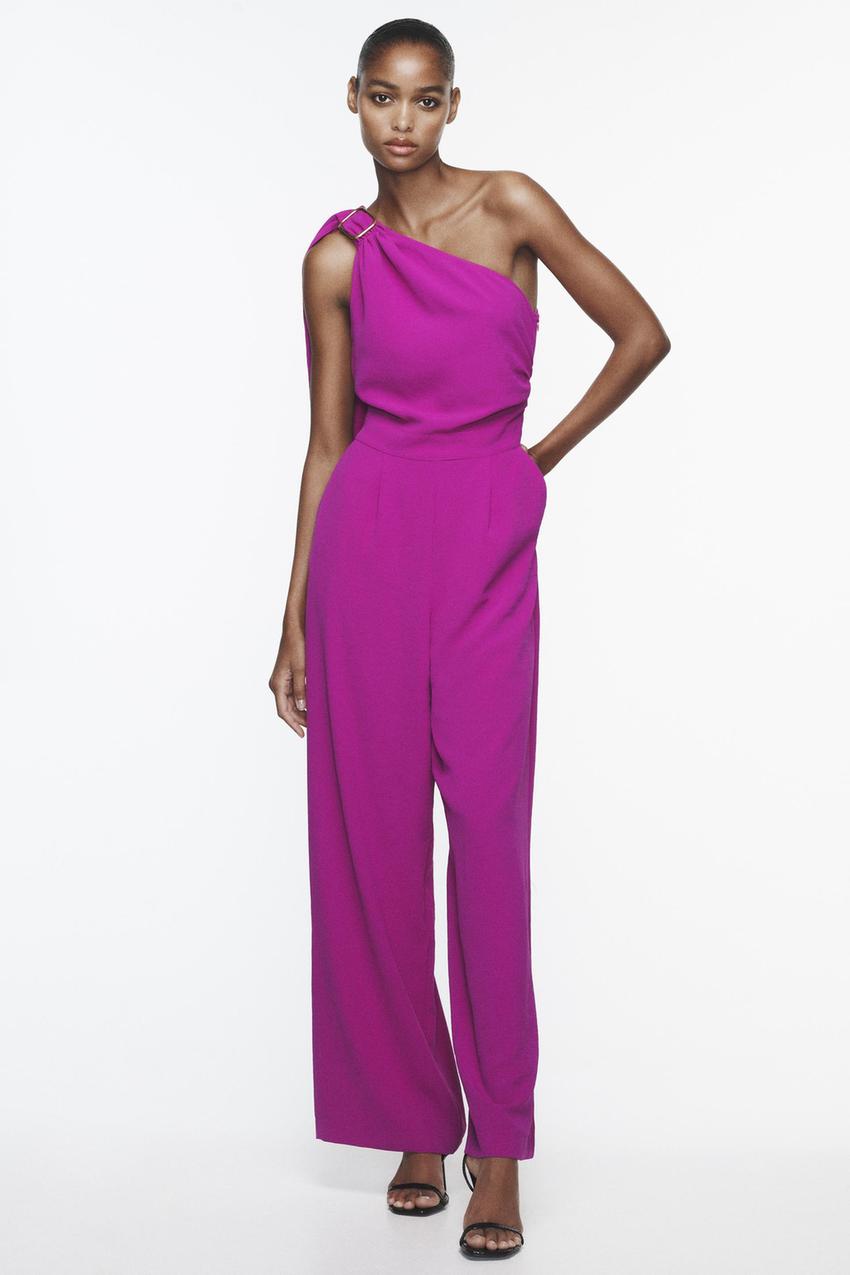 LONG ASYMMETRIC JUMPSUIT - Magenta