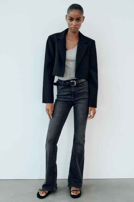 Cropped black blazer zara Clearance