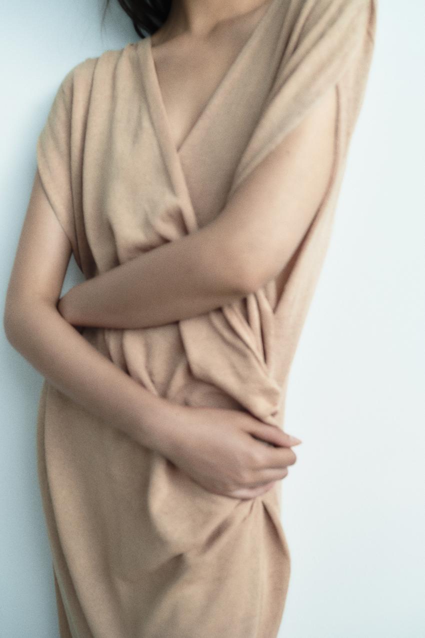 Zara knit dress with ruched waist Clearance