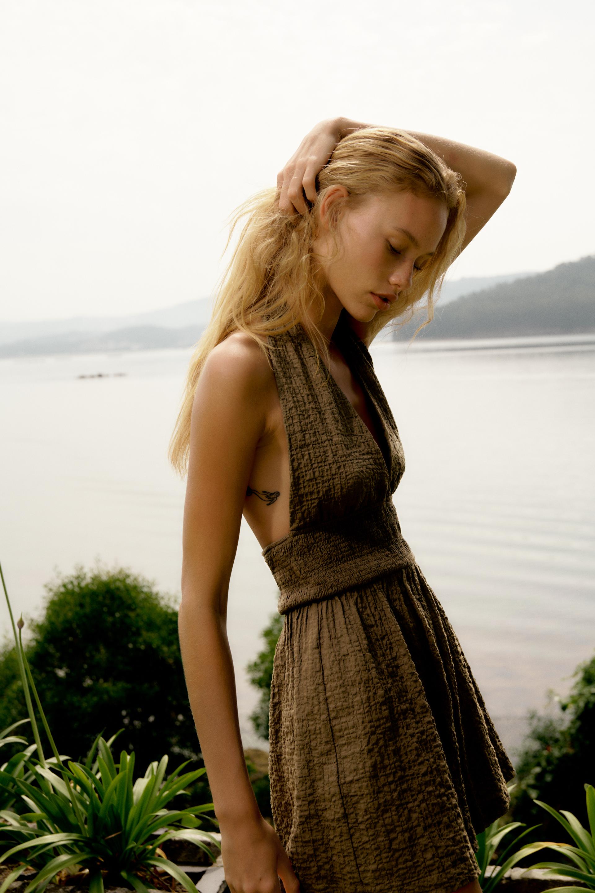 Short textured weave jumpsuit zara Clearance