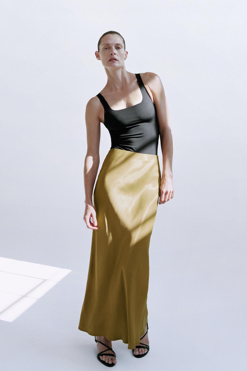 Zara green skirt satin Clearance