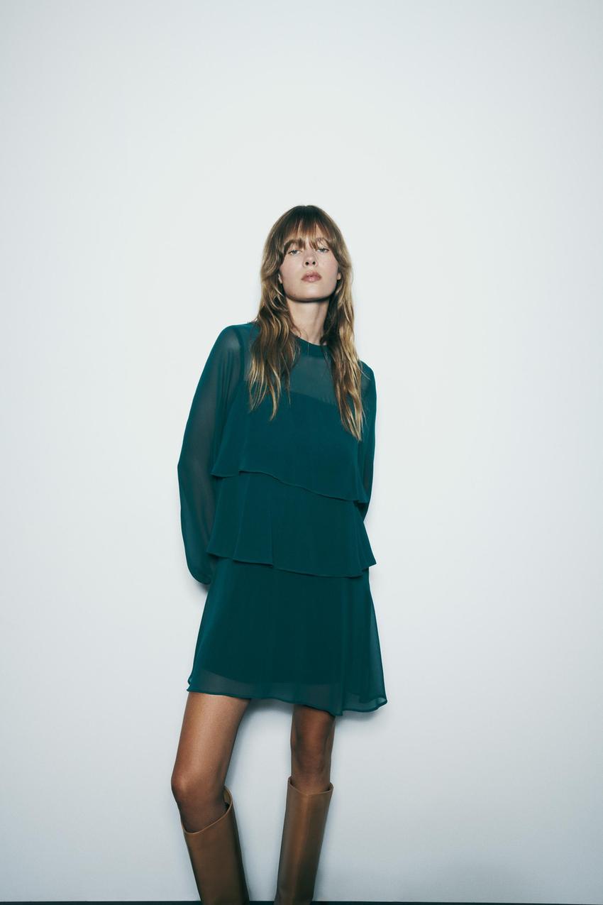 Zara green flowy dress Outlet