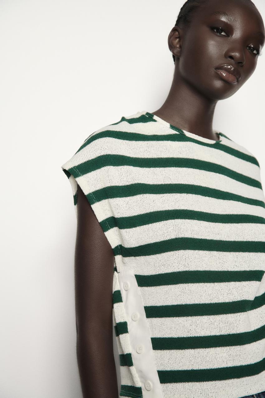 Zara green striped top Clearance