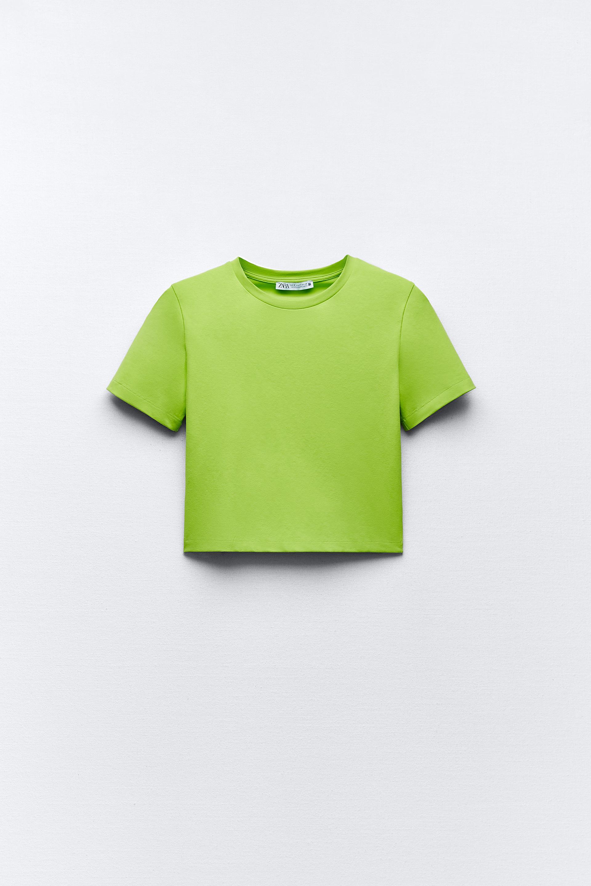 Neon green crop top zara Clearance