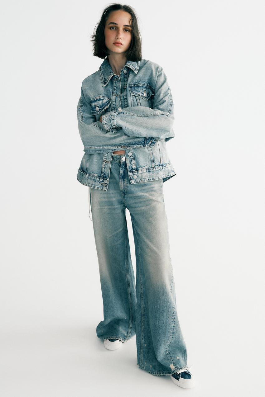Zara 90s wide leg blue jeans Clearance