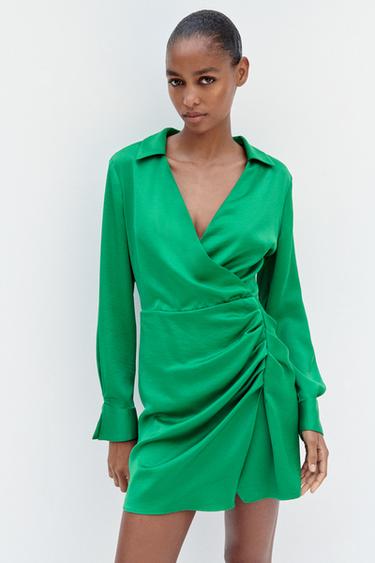 Zara green tie dress Clearance