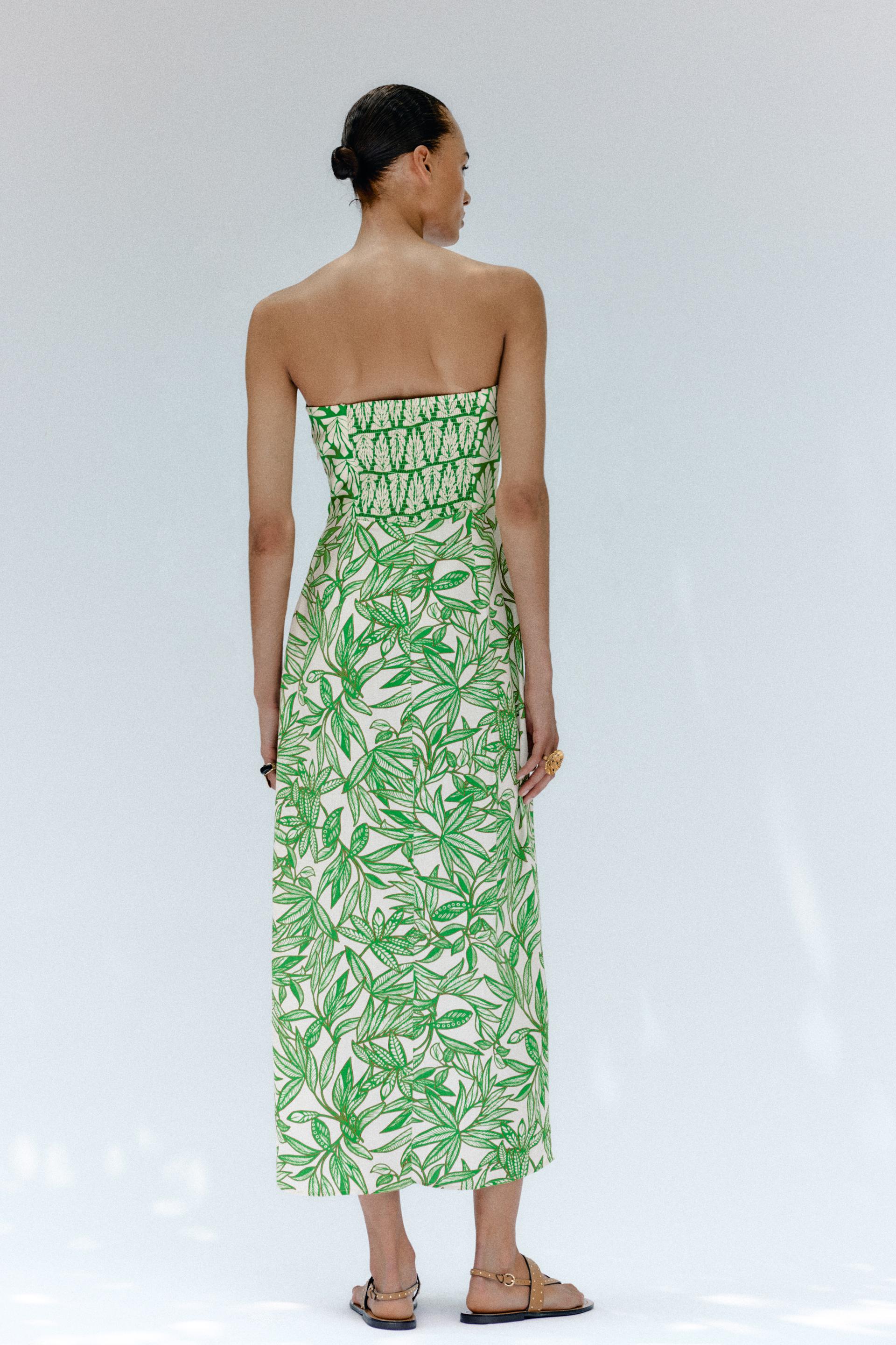 Zara green strapless dress Clearance