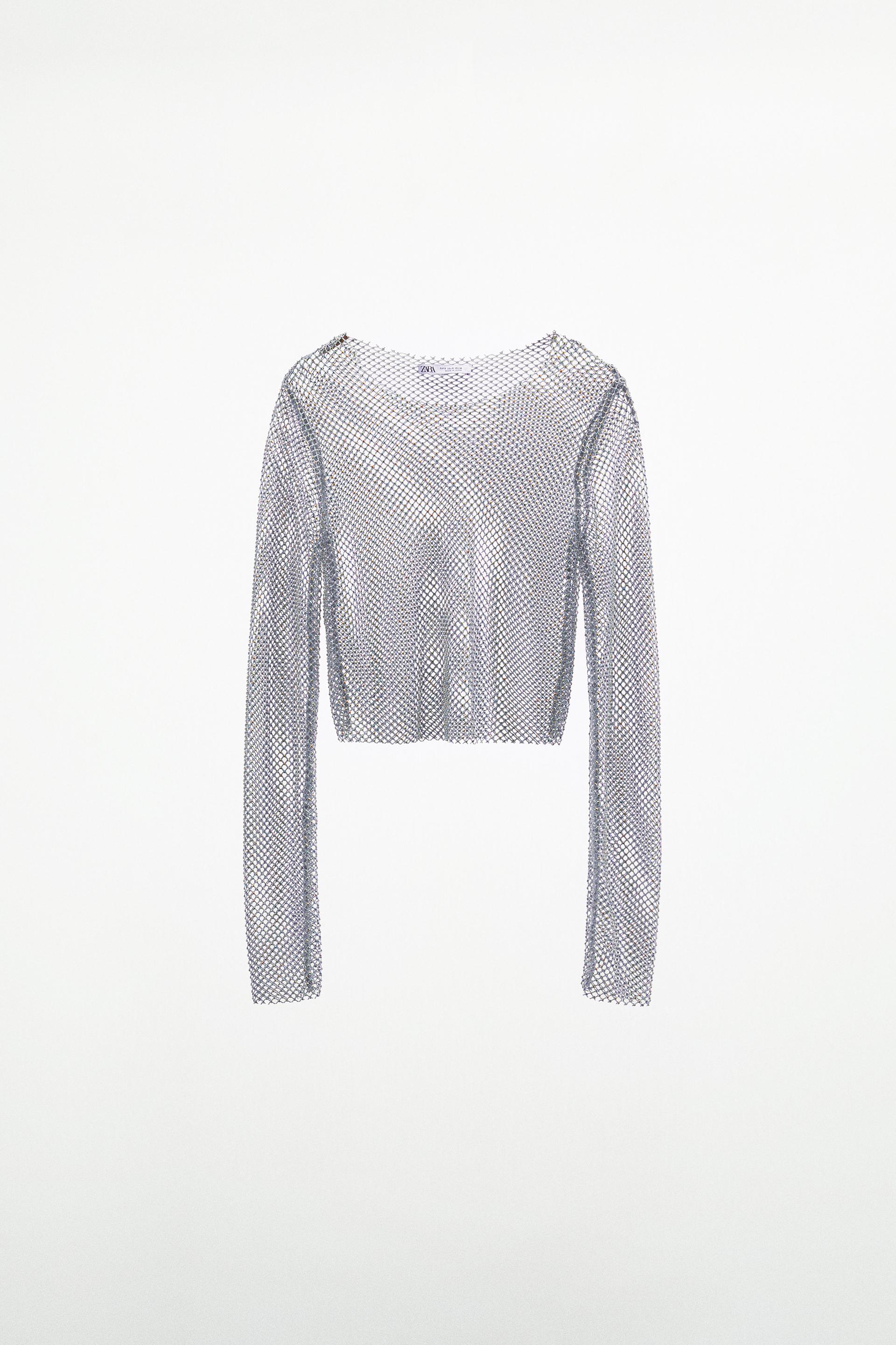Zara mesh long sleeve top Clearance