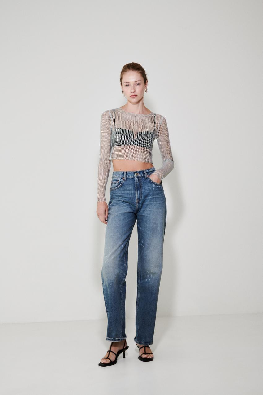 Zara embellished crop top Clearance