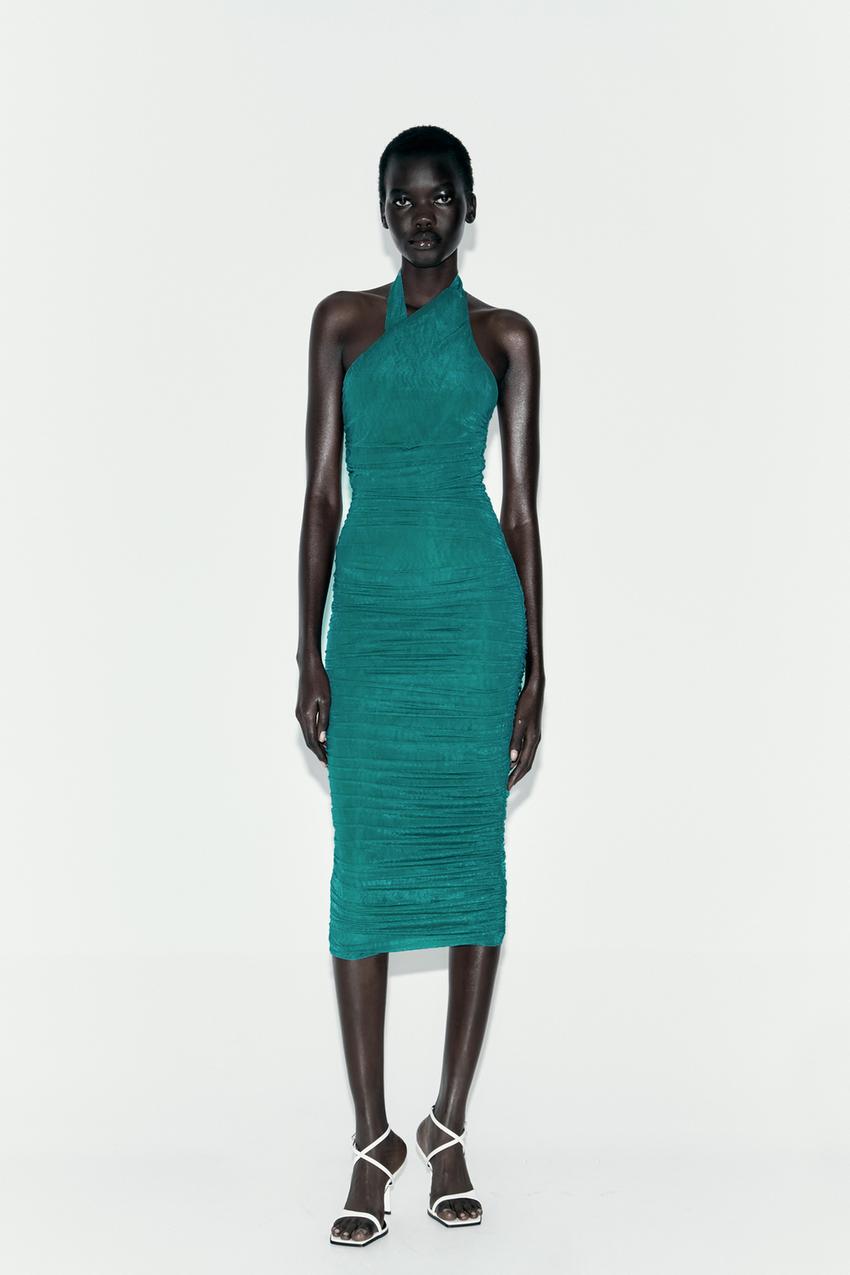 Zara halter dress green Clearance