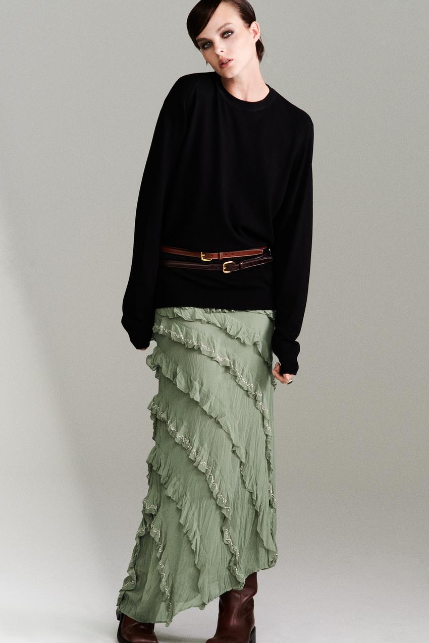 Zara midi embroidered skirt Clearance