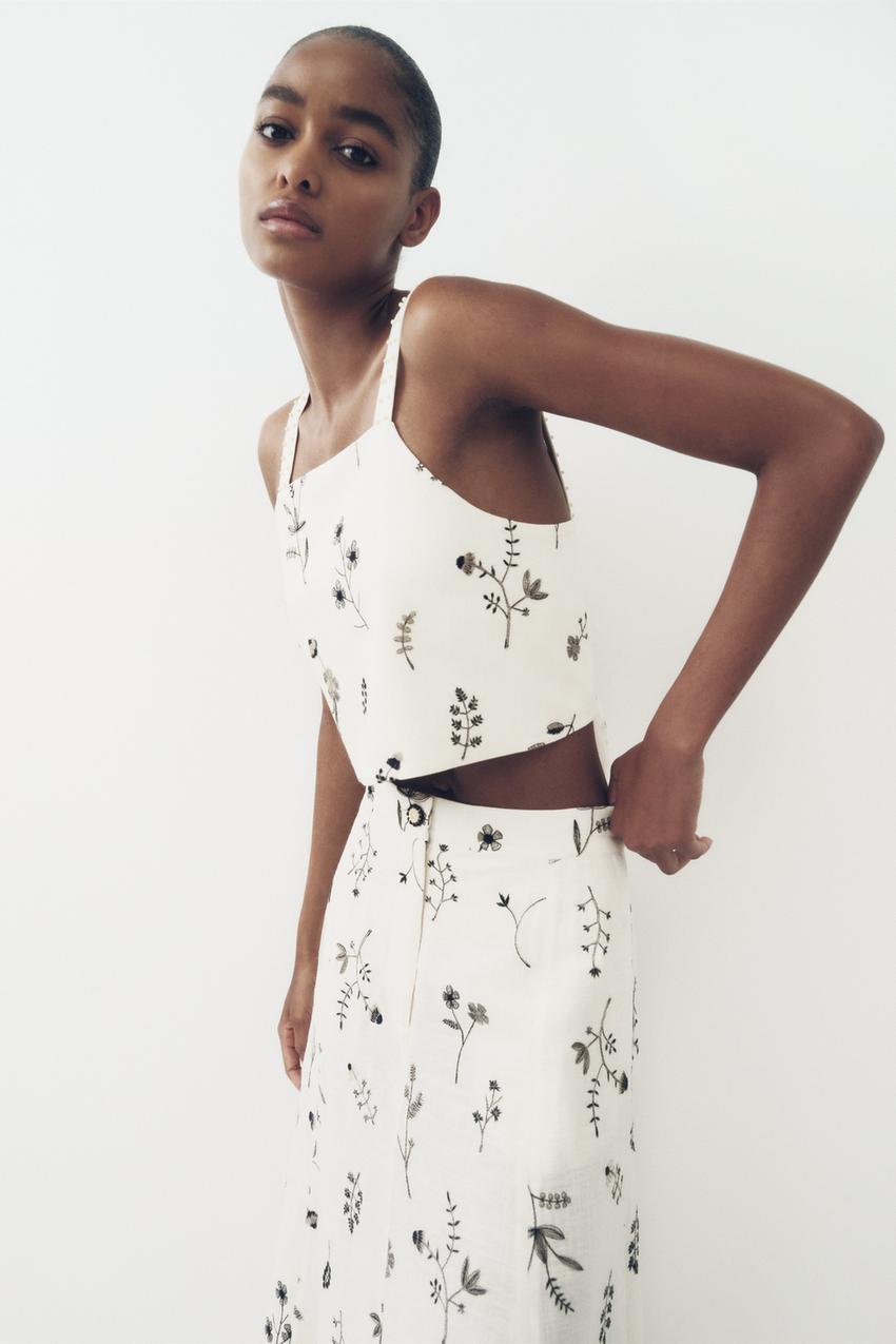 Linen blend top zara Clearance