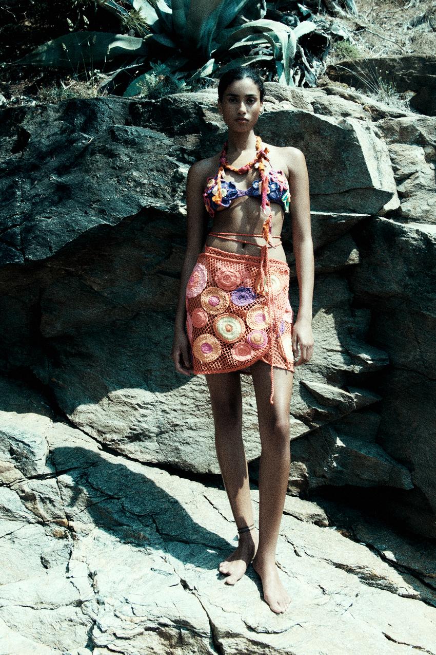 Blue floral skirt zara Clearance