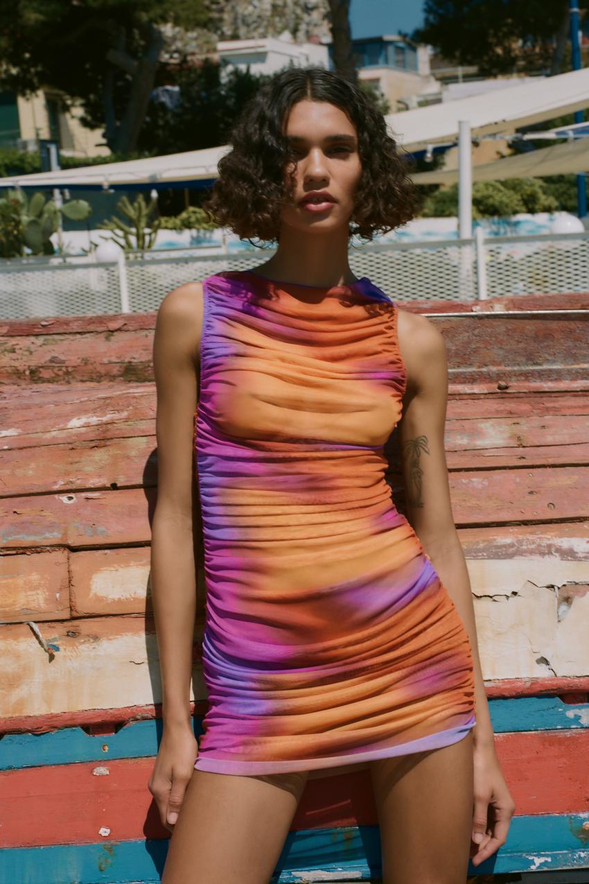 Zara pink orange dress Clearance