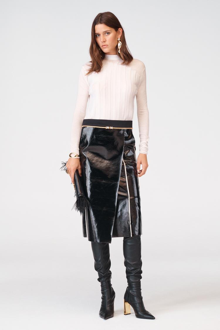 Zara combined sequin knit quarter zip Clearance