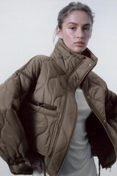Zara brown quilted coat Clearance