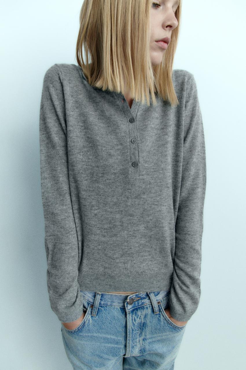 Zara wool blend knit polo Clearance