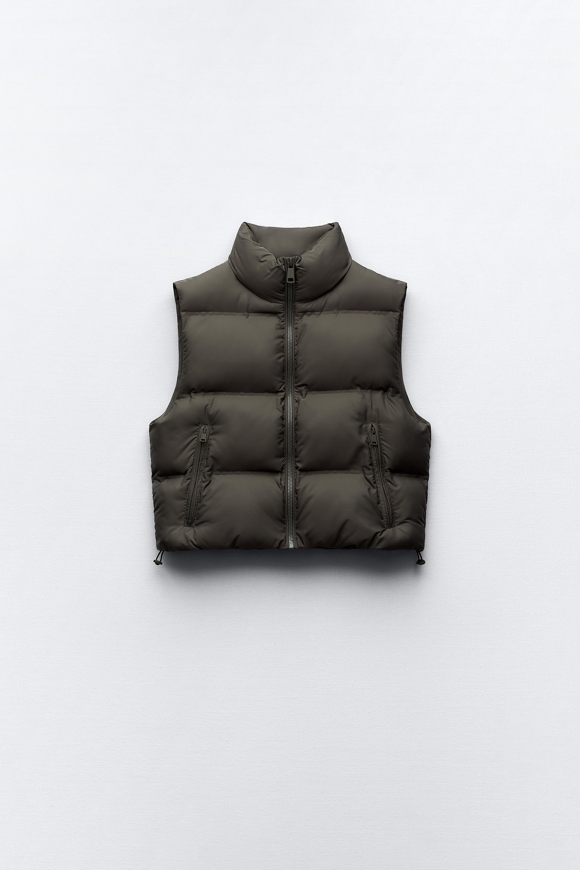 Zara khaki puffer gilet Clearance