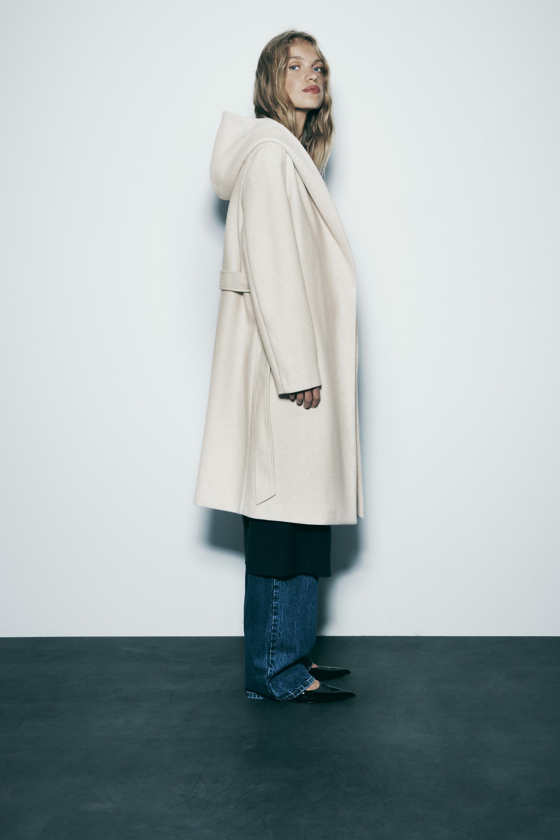 Zara hooded black coat Clearance