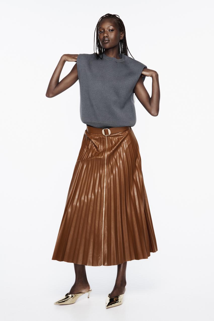 Pleather pleated maxi skirt Clearance