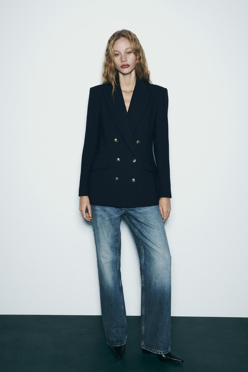 Zara double breasted straight blazer Clearance