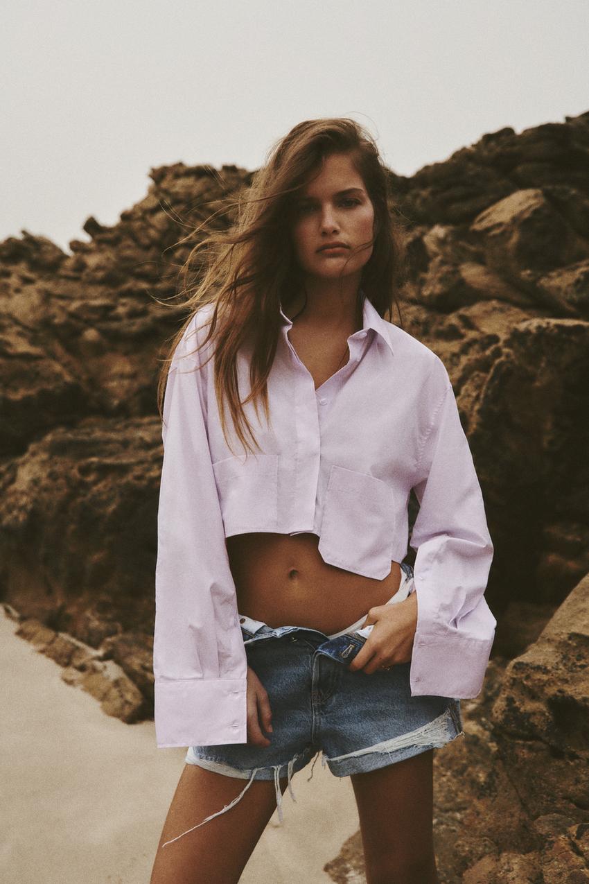 Poplin crop top zara Clearance