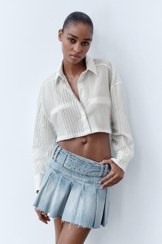 Image 1 of CROPPED STRIPED SHIRT from Zara