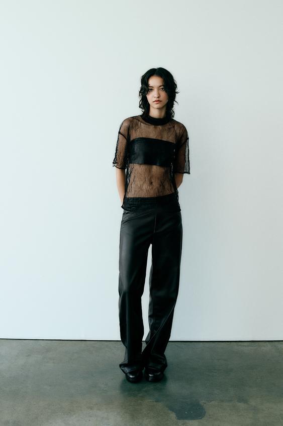 Zara sheer black top Clearance