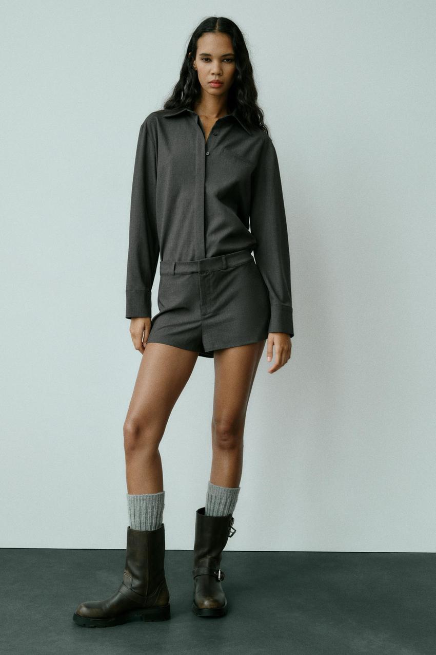 Shirt style jumpsuit zara Clearance
