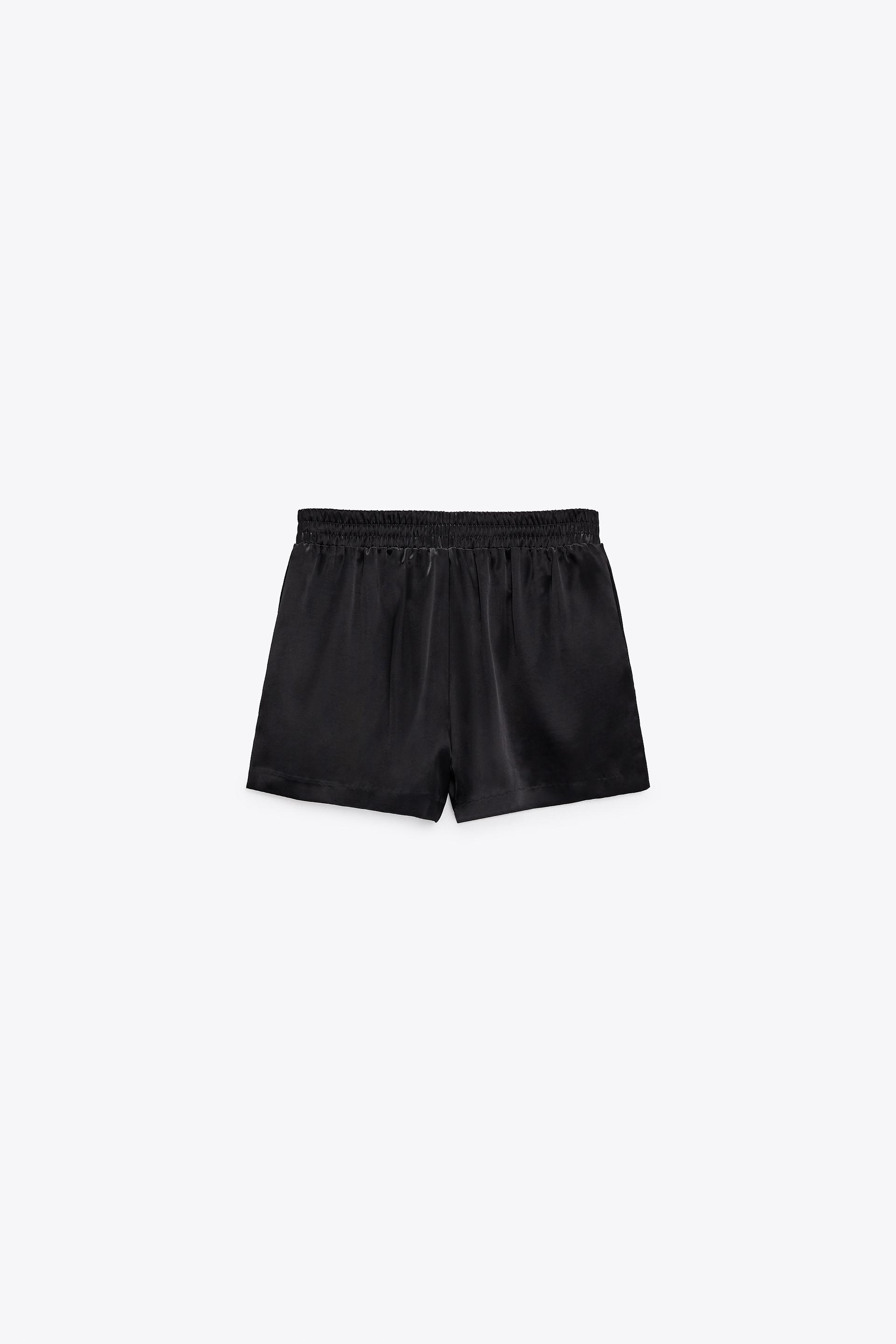 Zara black satin shorts Clearance