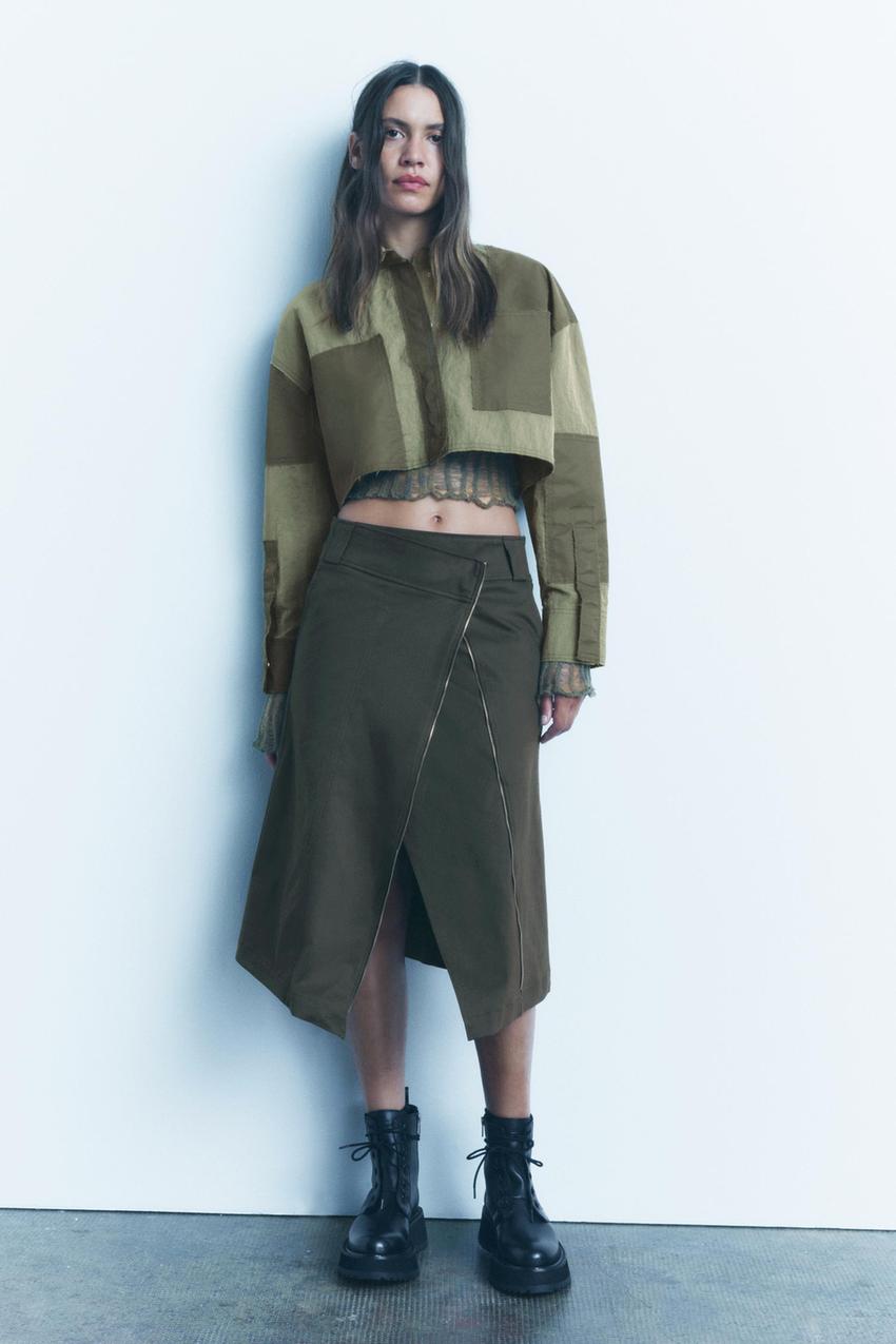 Khaki skirt zara Clearance