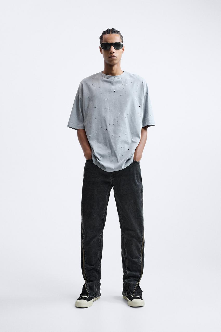 Zara men's jeans with zips Outlet