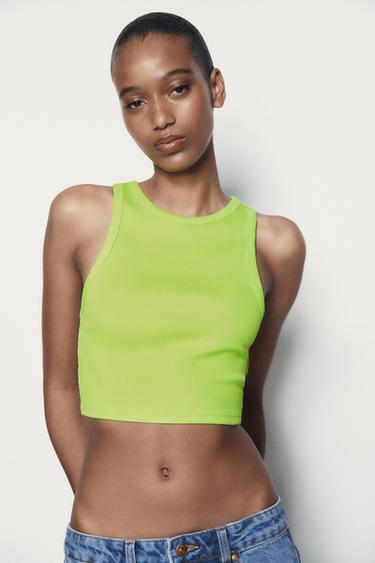 Zara crop top green Clearance
