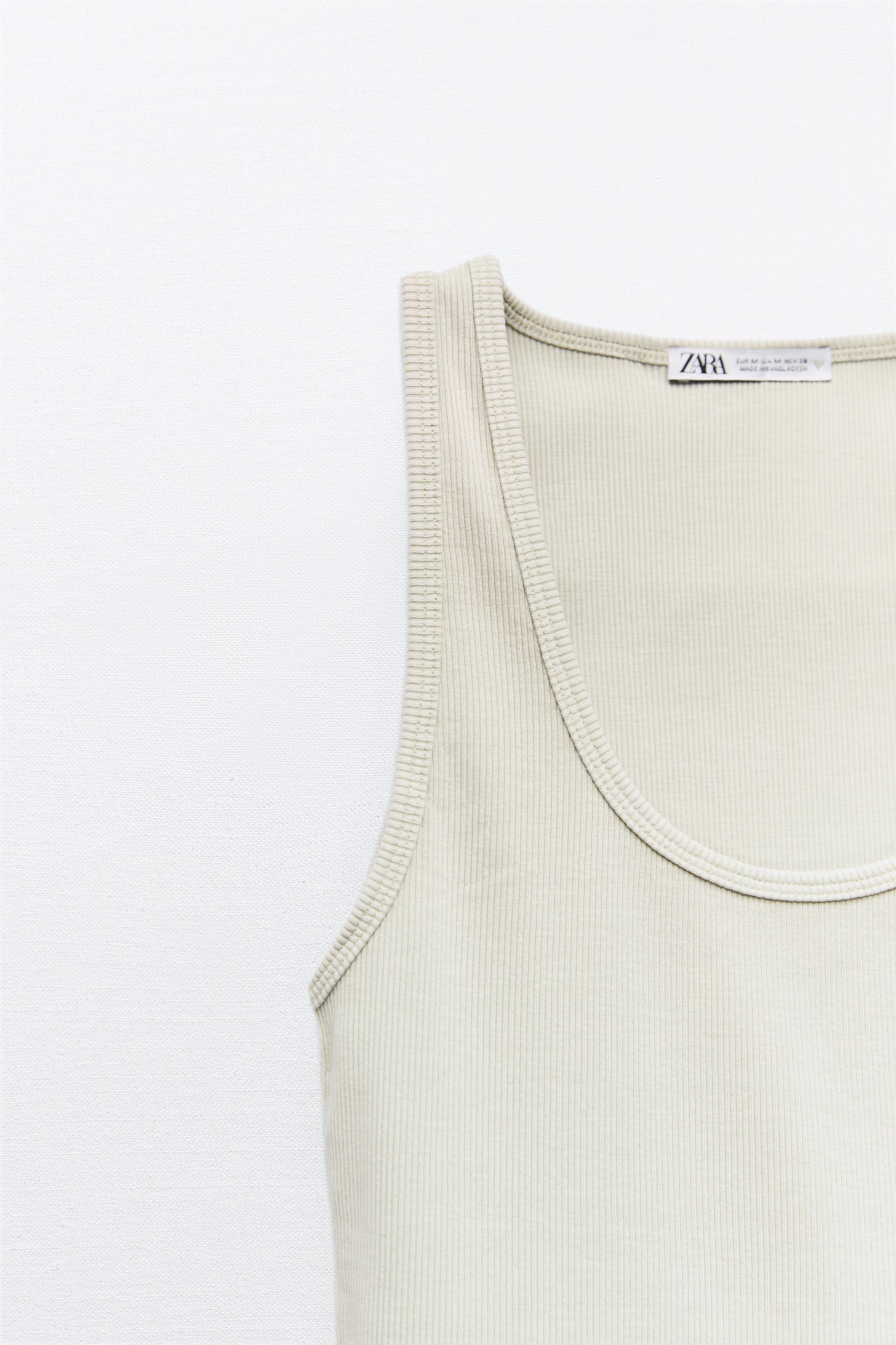 Zara cream ribbed top Clearance