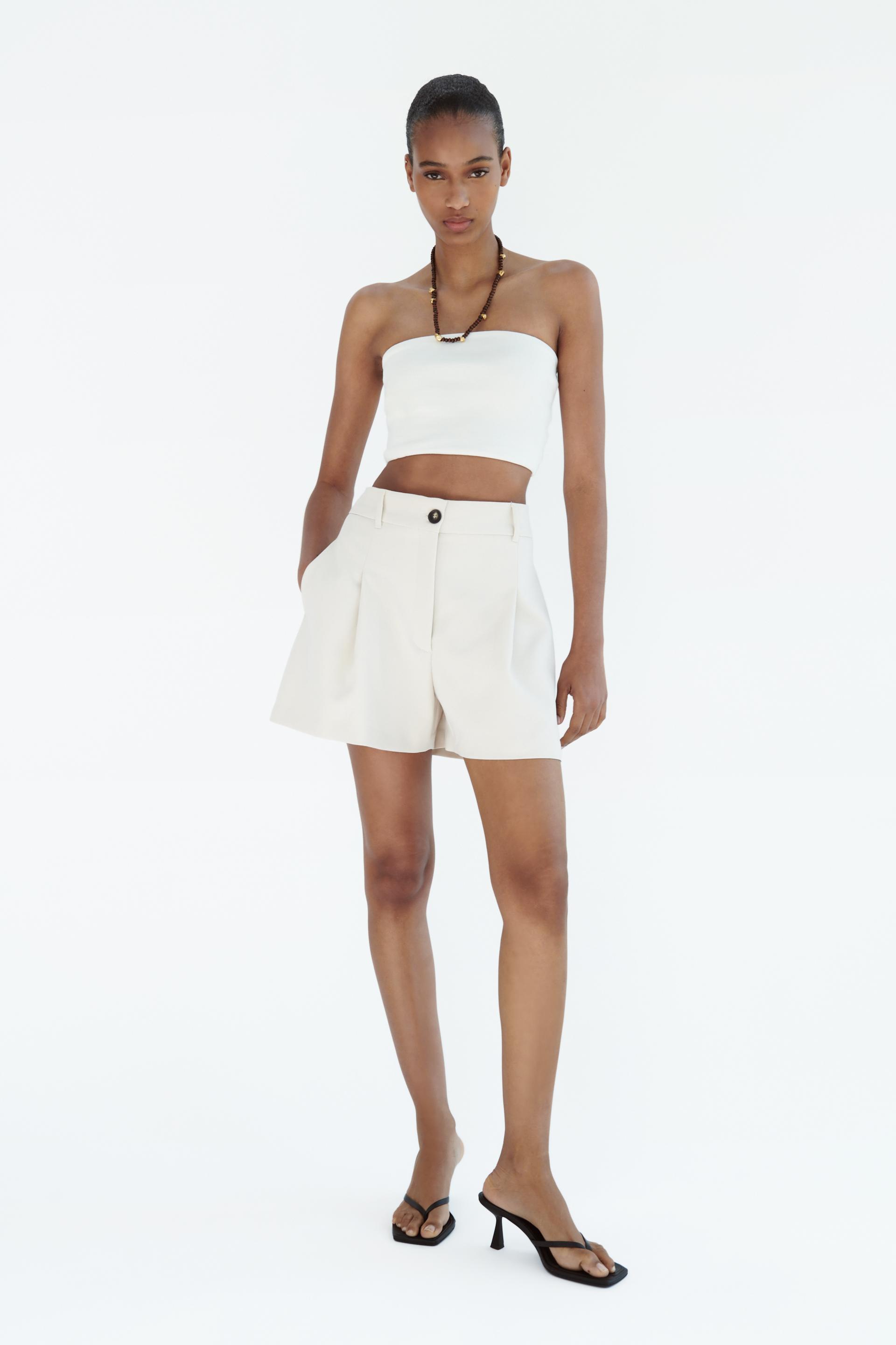 Zara white high waisted shorts Clearance